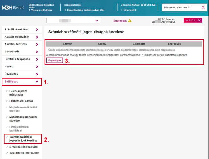 Képernyőkép a zárolás feloldásának lépéseiről az MBH Bank oldalán