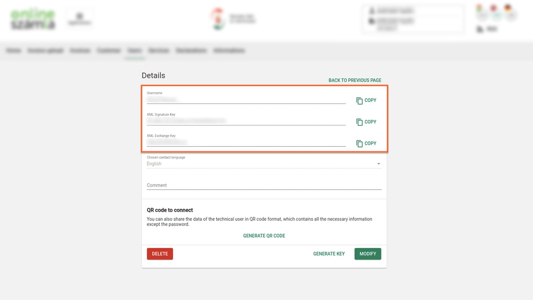 Technical guide for NAV online invoicing data registration