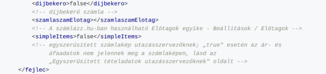 Egyszerűsített tételadatokkal készítendő számlához használható mező a Számla Agent dokumentációban.