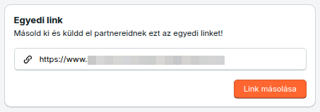 Egyedi ajánlólink és Link másolása gomb