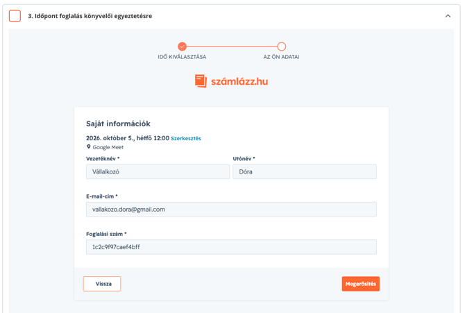 Időpontfoglalás könyvelői egyeztetésre